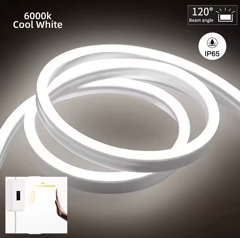 USB-Neon-LED-Lichtleiste 5V, Neon-Seil, Tupe-Gestensteuerung, Dimmerschalter, flexibel, IP68-Silikon, für Heim- und Außendekoration